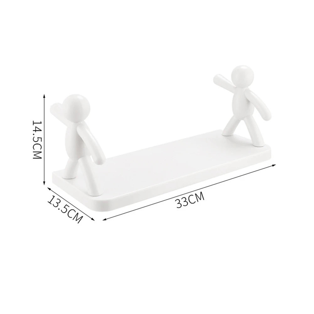 little people shelf, kitchen toilet punch-free human-shaped rack Creative  Bathroom Storage Shelves Cute White