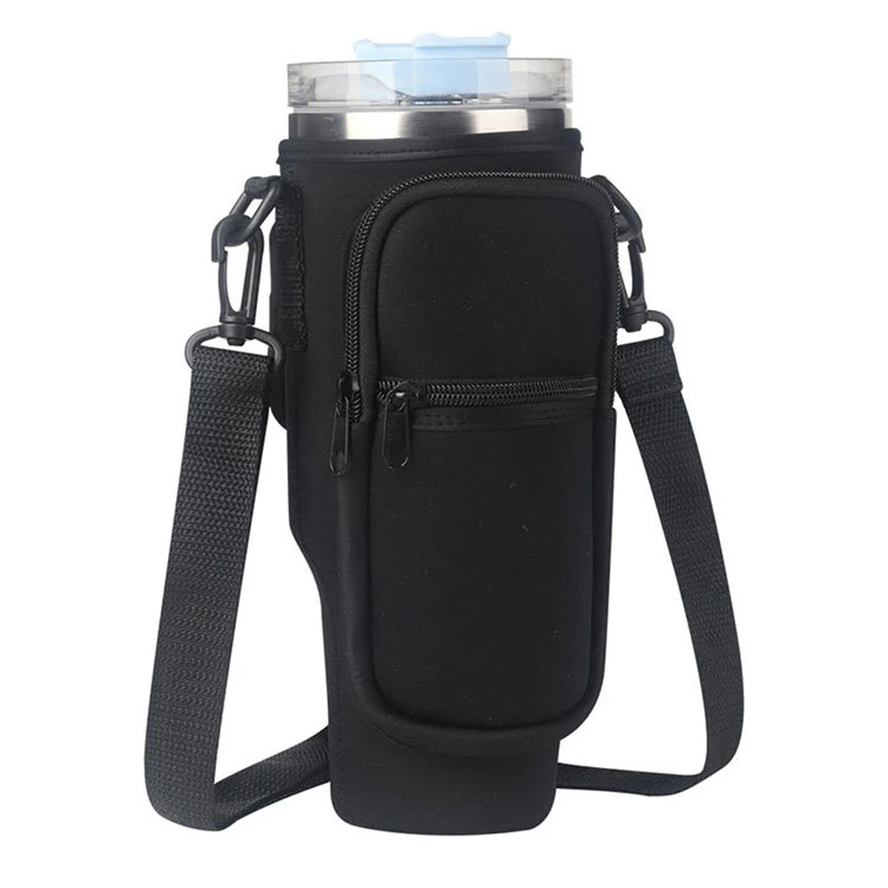 Nuovoware Water Bottle Carrier Bag Fits Stanley 40 oz Tumbler with Handle, Bottle Bag with Adjustable Shoulder Strap, Neoprene Bottle Holder for