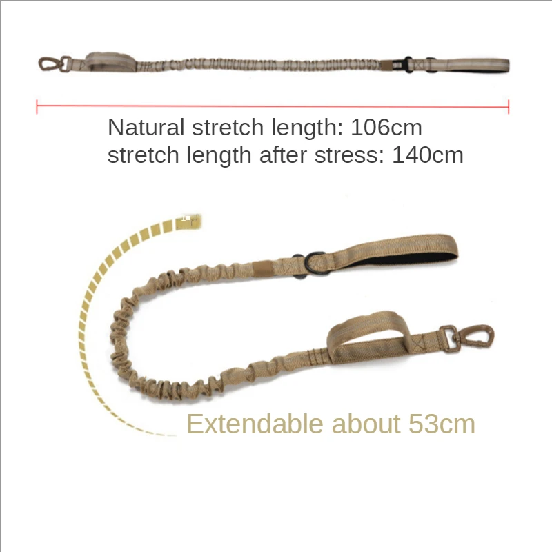 Military Tactical Dog Leash Elastic Durable Nylon Leash For Medium Large Dogs Ourdoor Dog Walking Training Supplie Dog Leads