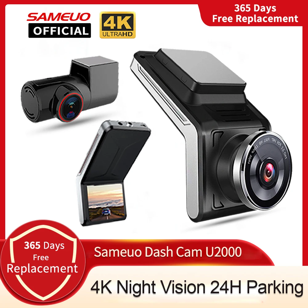 Sameuo U2000 Dash Cam priekinė ir galinė 4k 2160p 2 kamera Automobilinis DVR Wifi Dashcam Vaizdo įrašymo įrenginys Auto Night Vision 24h Parking Monitor - DVR / Dash Camera - AliExpress