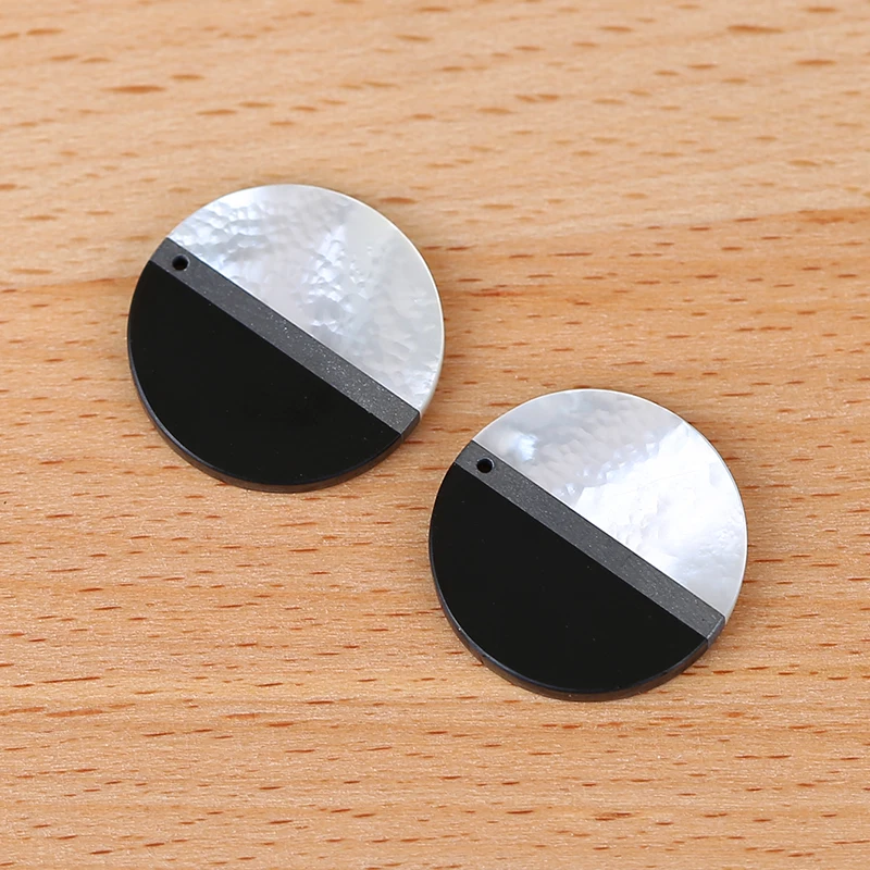 Semiprecious Natural Stone Shell,Hematite,Obsidian Intarsia Earring Bead Accessories For Women 22x2.5mm