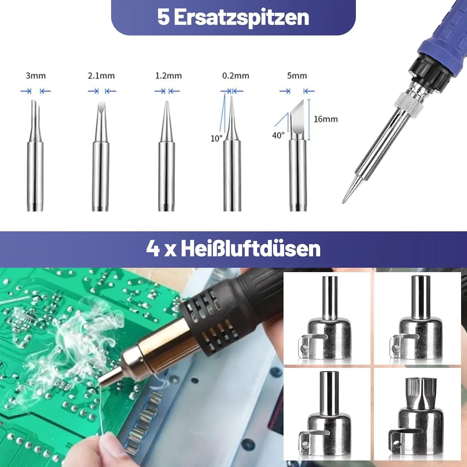 Yofuly 750W Hot Air Soldering Station, 2 in 1 Rework Station Soldering Iron Set 8786D SMD Desoldering Station & Statio