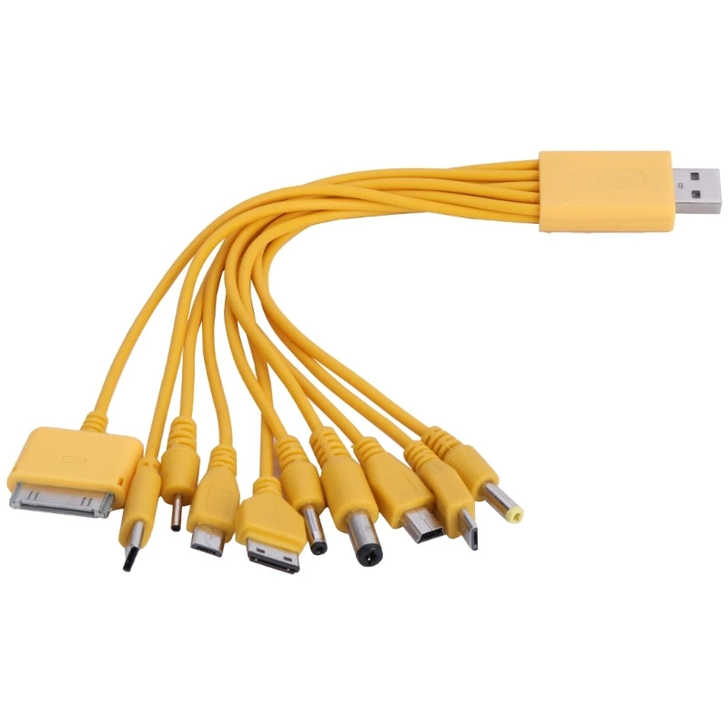

Yellow USB Cable Multi Charging Cable for Simultaneous Charging with Multiple Plug Wire Multiple Charging Cord