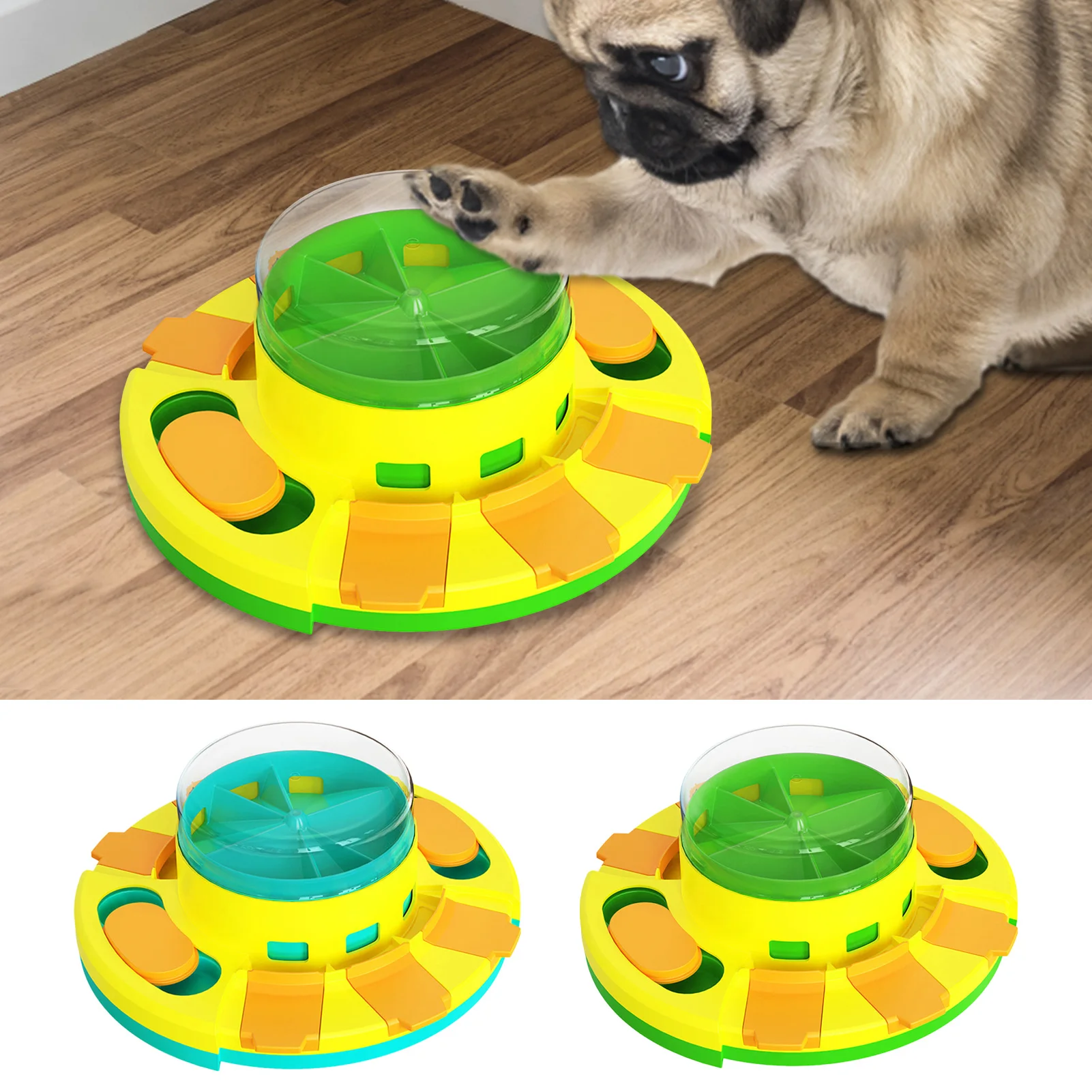 Puzzle Push Feeder Dog Enrichment Toys Spinning Food Dispensing