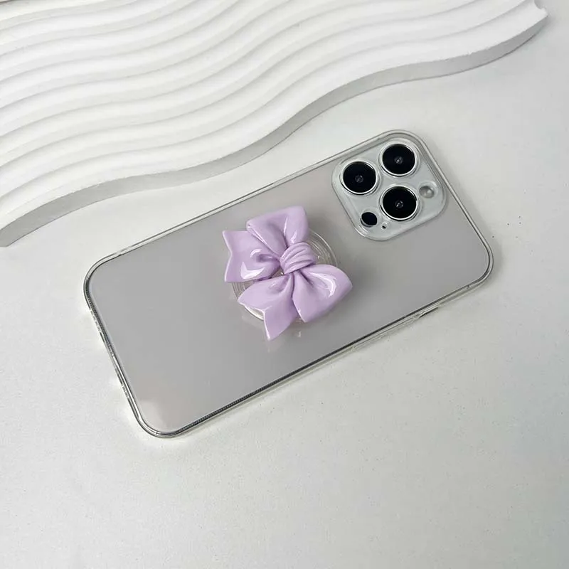 Charming Resin Bow Phone Grip with Adhesive & Magnetic Support