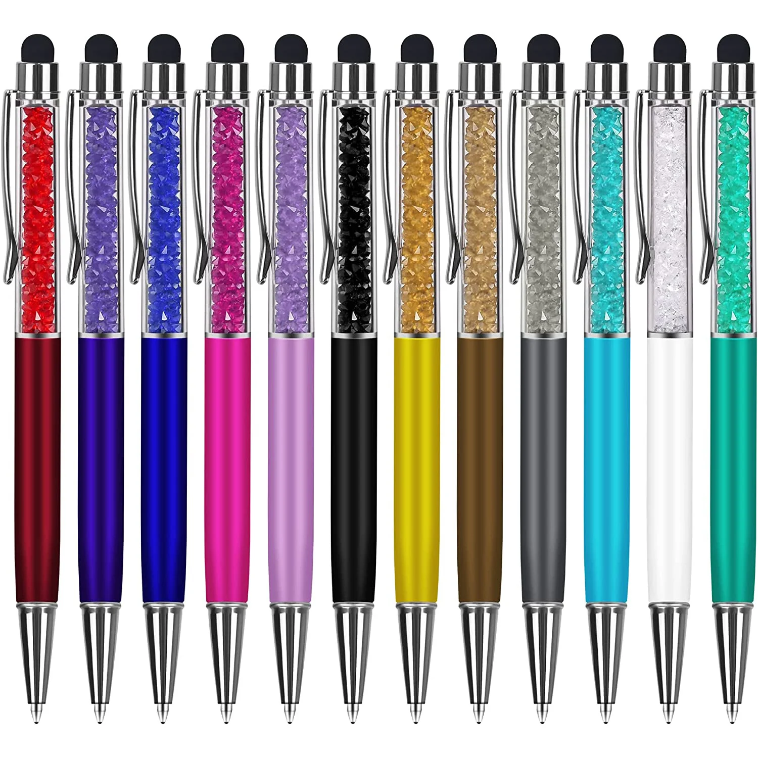 

Ballpoint Pens with Stylus Tip, 2-in-1 Crystal Diamond Stylus, Bling Pen Black Ink Retractable Screen Touch Pen,Office Supplies