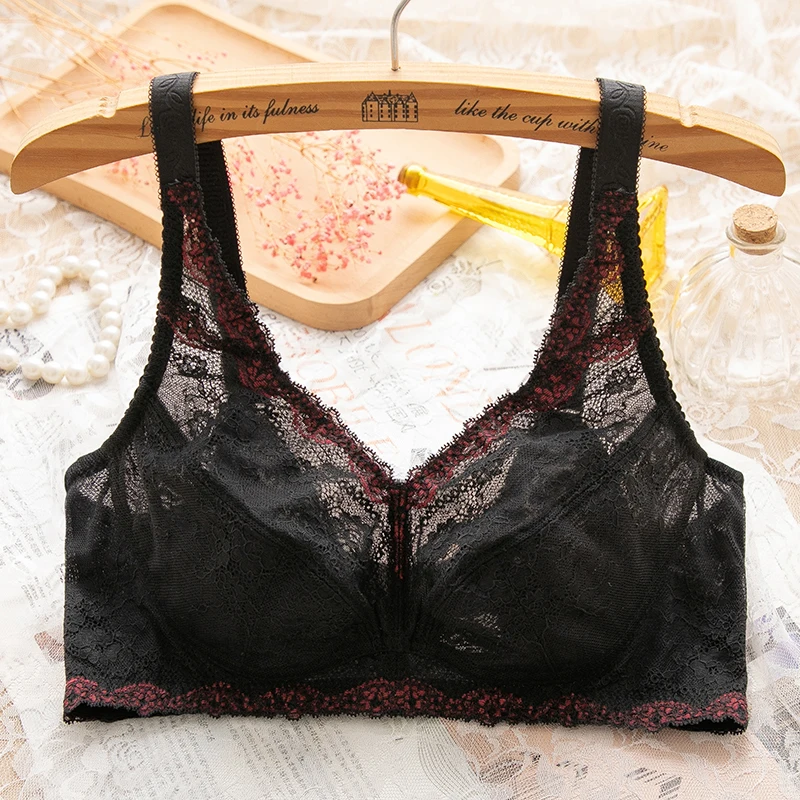 

Women's Full Coverage wire free Non-Foam Lace Bra 36 38 40 42 44 46 48 B C D E F