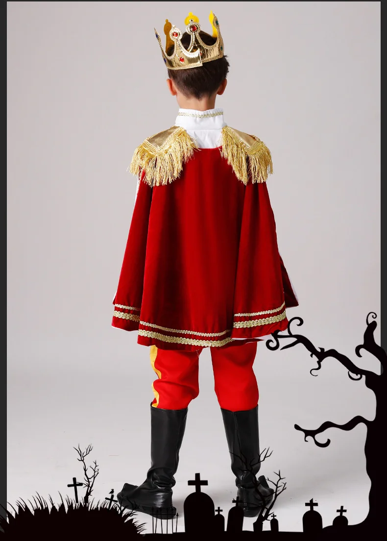 Kids Prince Charming Costume for Children Halloween Cosplay The King Costumes Fantasia European royalty clothing