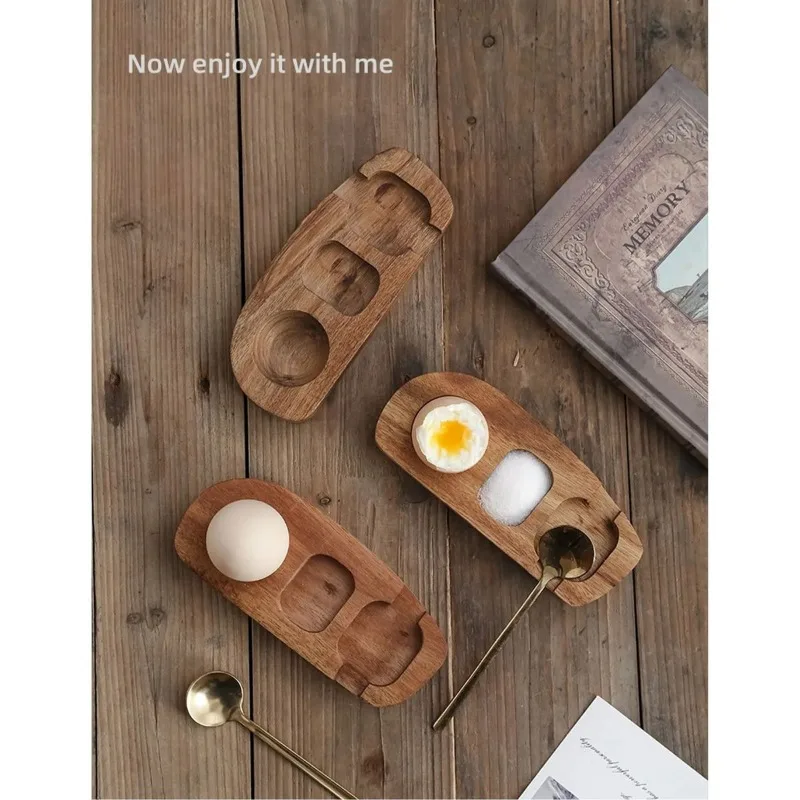 Handmade Natural Wood Egg Tray and Cup Holder Eco-Friendly Kitchen Organizer for Egg Storage and Display Creative Simple Design