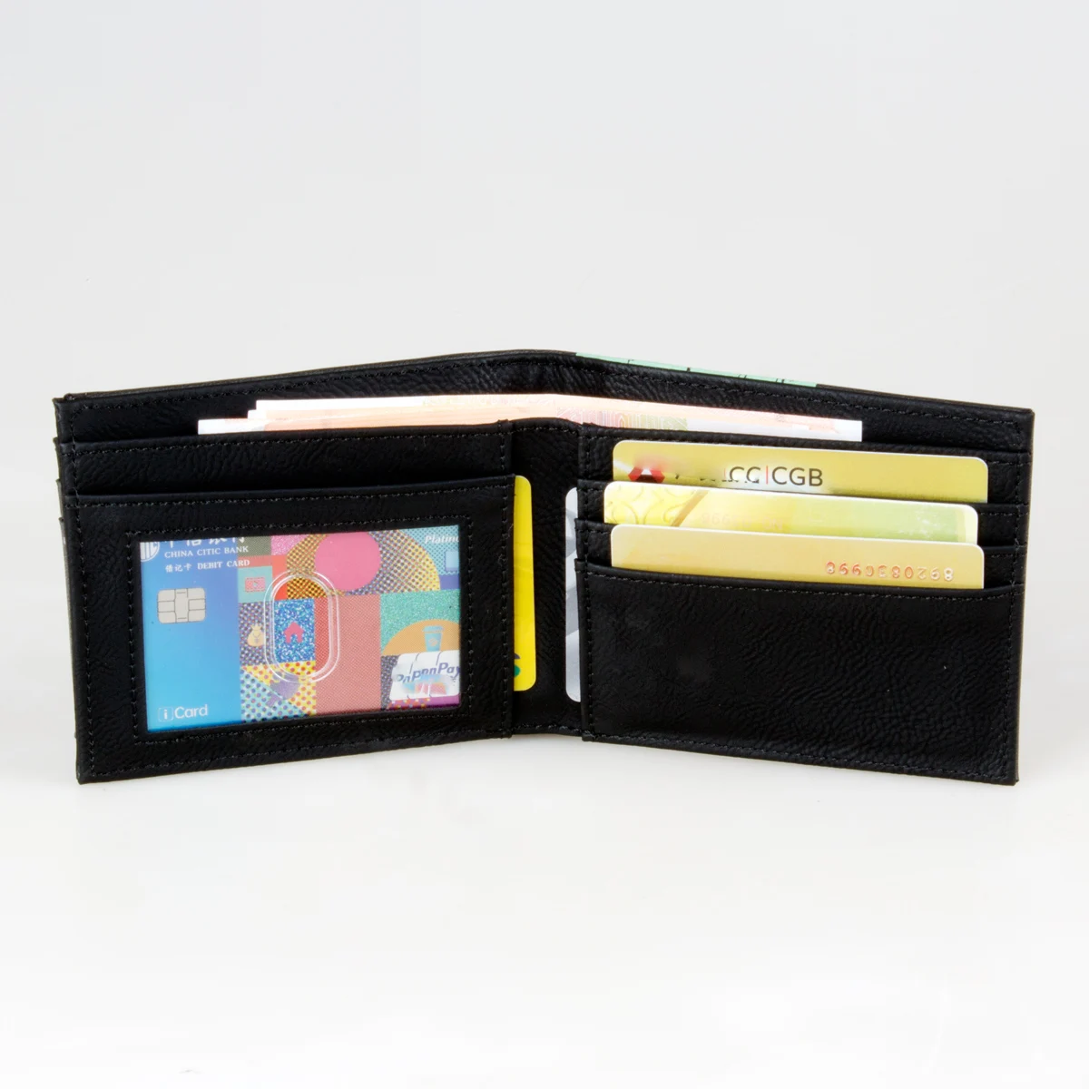 High quality Bi fold multifunctional wallet, stylish and personalized ID card holder with semi active card holder