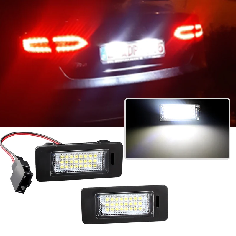 

2x LED Car Number License Plate Light for Audi A4 B8 A5 Q5 S5 TT A1 S4 A6 A7 2008-2013 for VW PASSAT Error Free