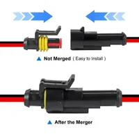 ขั้วต่อสายไฟแบบกันน้ำ 2 ขา - ชุดขั้วต่อสายไฟรถยนต์ขนาด 20 AWG สำหรับรถยนต์ รถบรรทุก รถจักรยานยนต์ และเรือเดินทะเล 4
