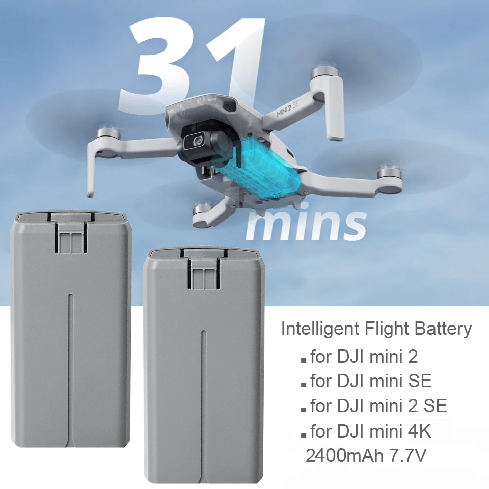 RC Drone Battery Drone Battery Rechargeable Li Ion Battery 2400mAh 31 Minute Flight Time For Mini 2 Compatible With Mini 4K / SE / 2 SE