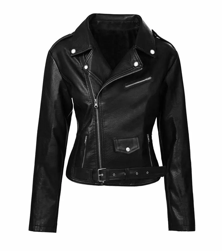 ouslee fashion new women s leather jacket bright colors black motorcycle coat short faux leather biker jacket soft jacket female Women Faux Leather Biker Jacket Serpents Jughead Jones Genuine Leather Jacket Coat