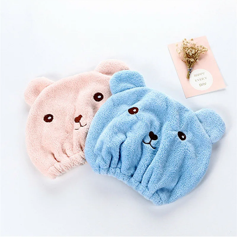 Dry Hair Cap Microfiber Towel Lovely Cat Hair Drying Cap Towel Microfiber Quickly Dry Hair Shower Hat Wrapped