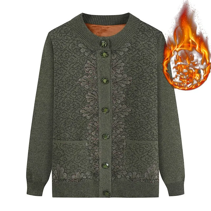 Cardigan Donna Classico Con Stampa Strass - Maglione Lungo Per Primavera E Autunno, Taglia Comoda