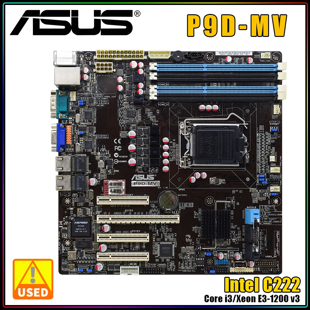 

ASUS P9D-MV Motherboard with Intel C222 Chipset Supports Core i3/Xeon E3-1200 v3 Socket 1150 Motherboard