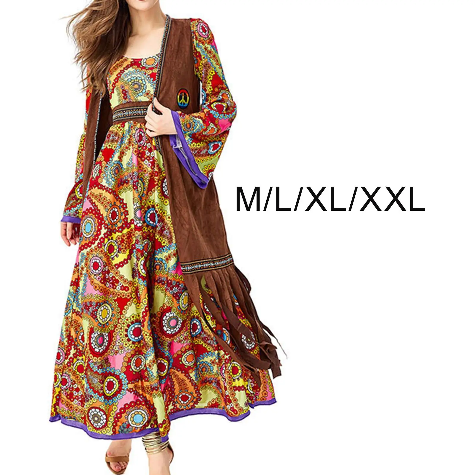 

Women Hippie Costume Accessories Party Costume 60S 70S Disco Outfit Dress Vest with Tassel for Disco Holiday Halloween Party