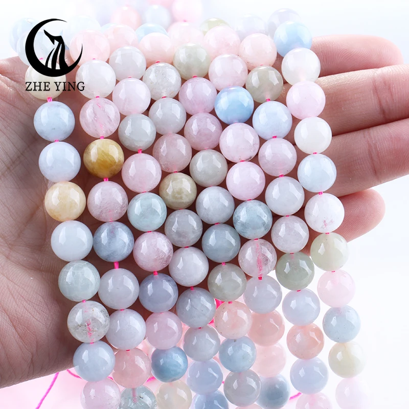 Perline Di Pietra Naturale Morgane Colorate Perline Di Pietra Preziosa Distanziatore Allentato Rotondo Per Creazione Di Gioielli Collana Braccialetto Fai Da Te 15 '' 6/8 / 10mm - Foto 7