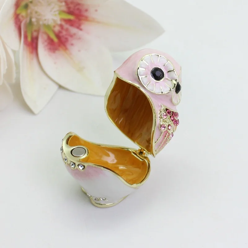 SHINNYGIFTS Cute Birds Enamel Owl Trinket Box Cartoon owl jewelry box Birthday Gifts