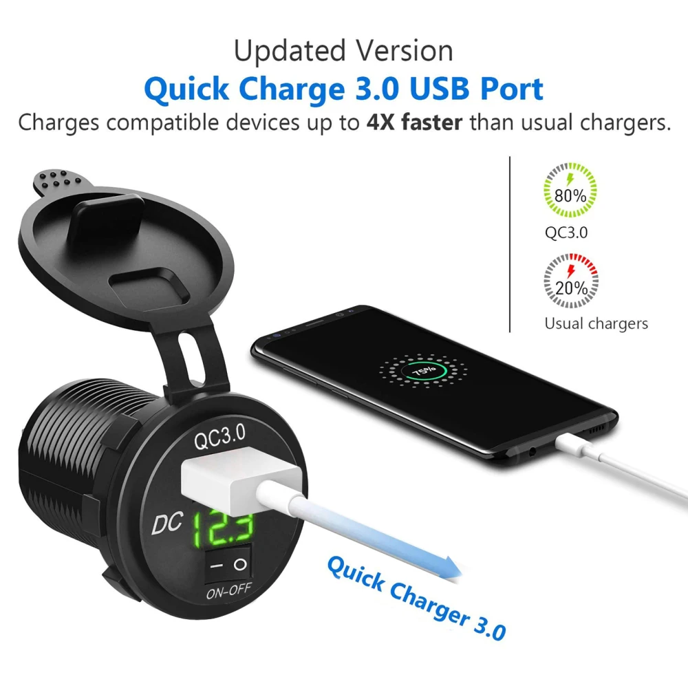 QC 3.0 USB ڵ    ÷ а USB   , ڵ  ATV Ʈ  ON/OFF ġ 