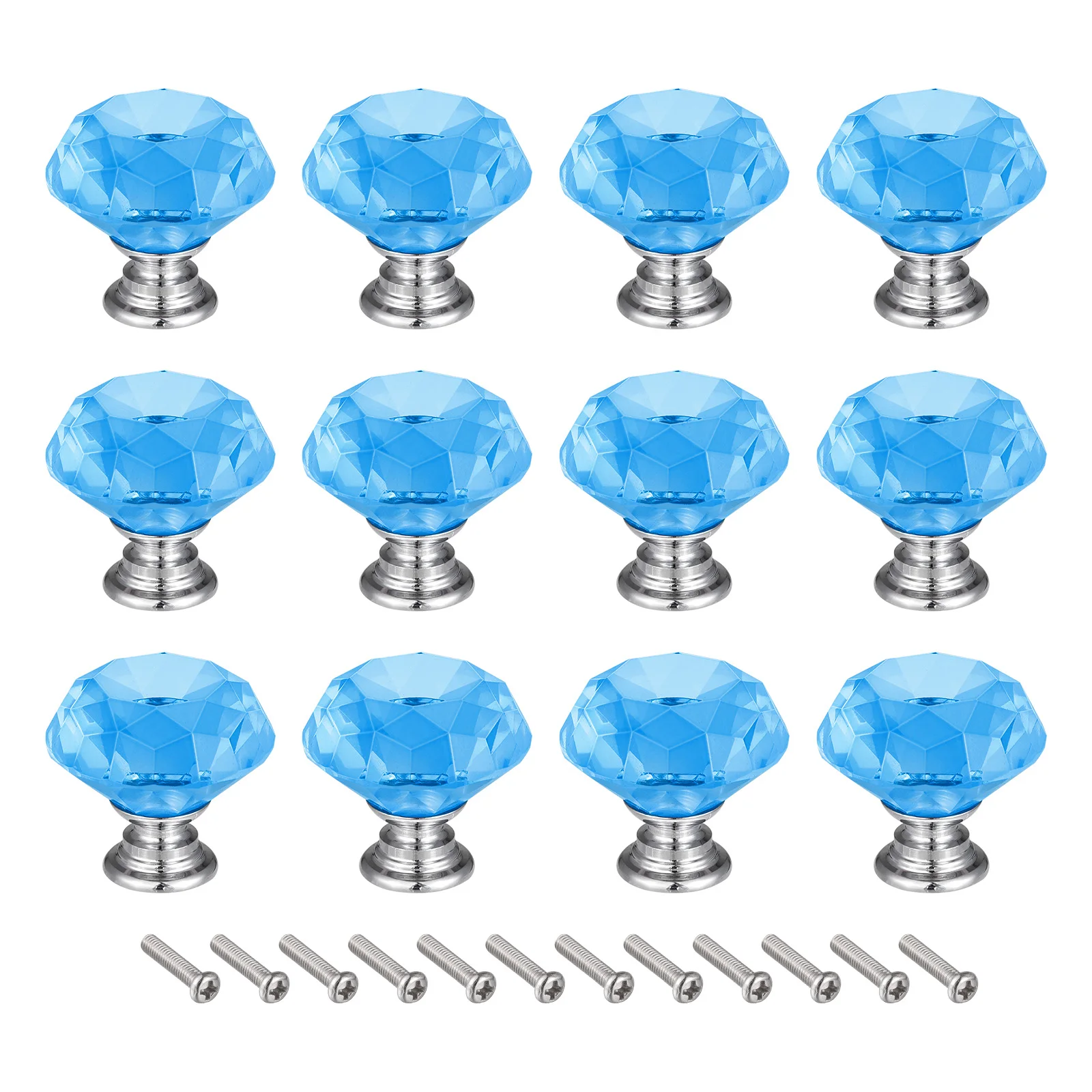 

uxcell 12pcs 30mm Crystal Knobs Drawer Diamond Shaped Pulls Handles Light Blue