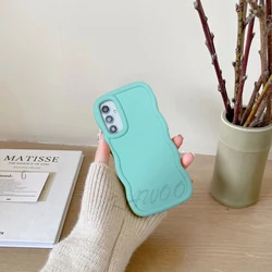 Macaron Colors Curly Frame Soft TPU Slim Phone Case Cover - Galaxy M14 (Mint Green)