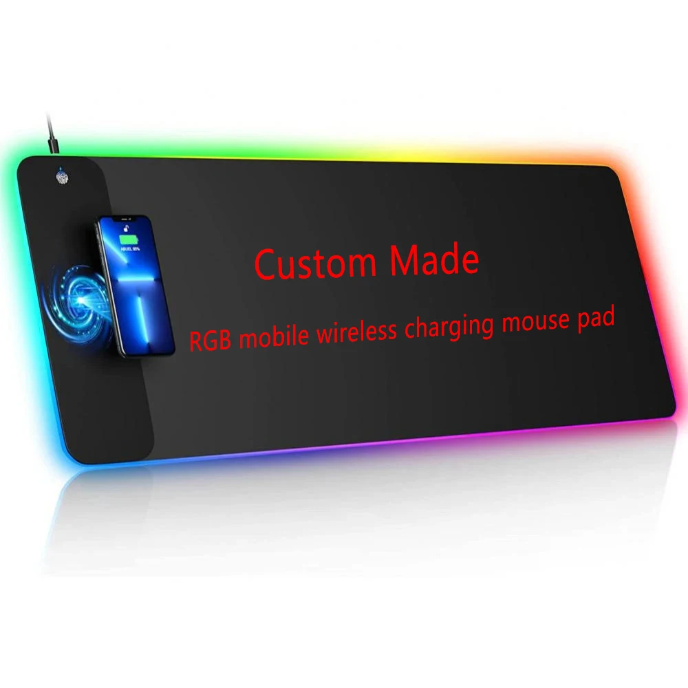 Carregamento sem Fio Mouse Pad Faça Você Mesmo Gamer Custom Made Mousepad Rgb Desk Mat Computador Portátil Teclado Antiderrapante Led Almofada Tapete 15w