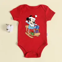 Christmas Newborn Baby Red Romper 100% Cotton Baby Mickey Print Infant Outfit Baby Girls Boys Bodysuit Disney Clothes Xmas Gift 4