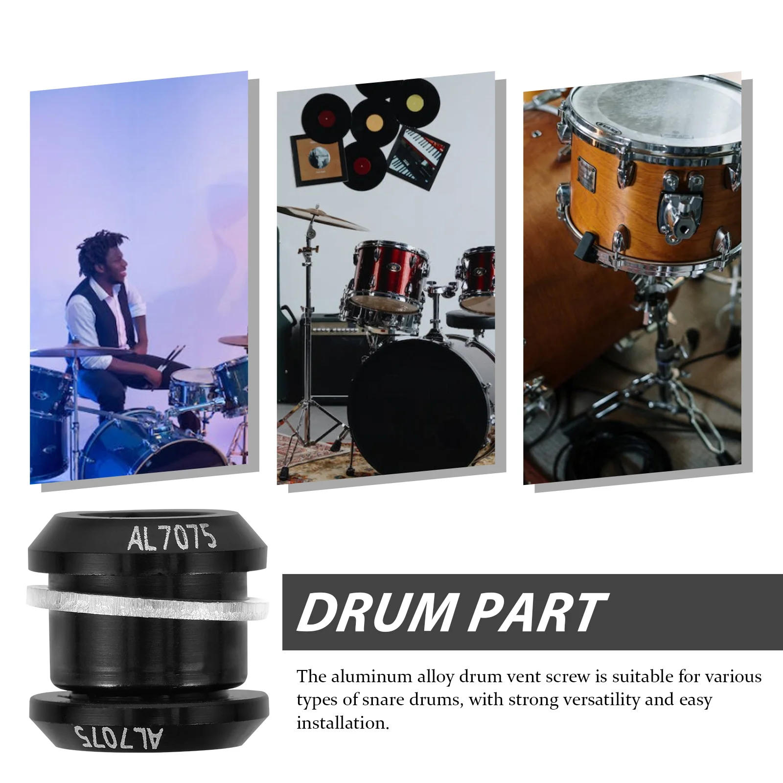 Snare Drum Air Hole Screw Bass Parts Accessories Vent with Gasket Vents for Kit Percussion Instrument Component Musical Metal