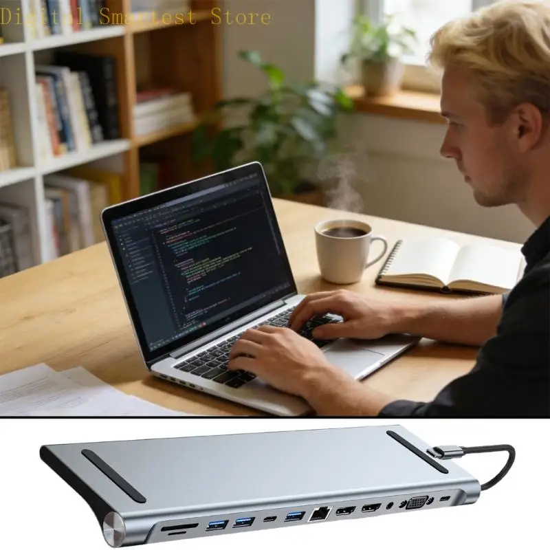 85AA 12 in 1 USB C 확장 베이스 도킹 스테이션 노트북 스탠드 USB3.0 USB2.0
