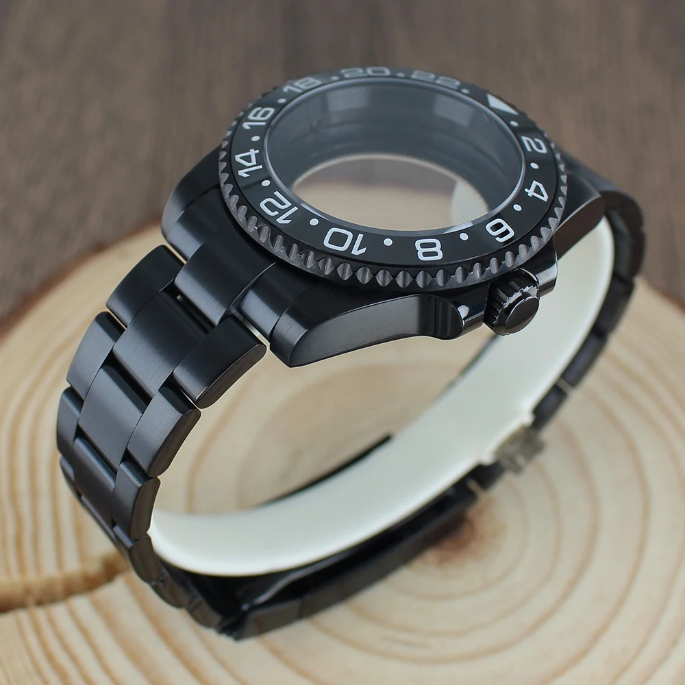 40 mm NH34 schwarzes GMT-Uhrengehäuse, Saphirglas für NH35 NH36 NH34 NH70 8215 Eta 2824 PT5000 Movt Keramik-Lünetteneinsatz – Detail 12