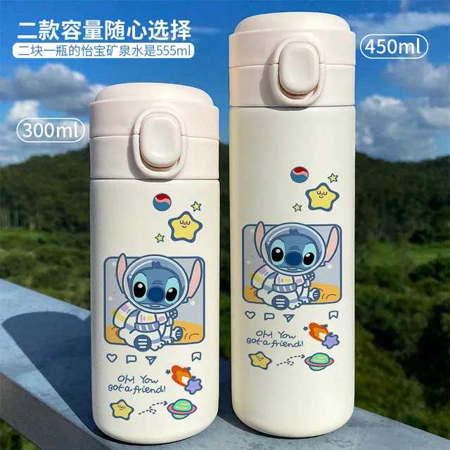 Disney Cup Stitch Thermos Bottle Childen Cartoon Water Cups 304 Stainless  Steel Portable 300ML 450ML