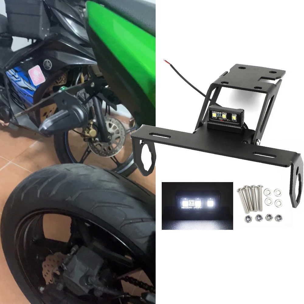 For Kawasaki Ninja 650 2017 18 2019 2020 2021 2022 2023 Z650 License Plate Holder Bracket Frame Rear Fender Eliminator Led Light