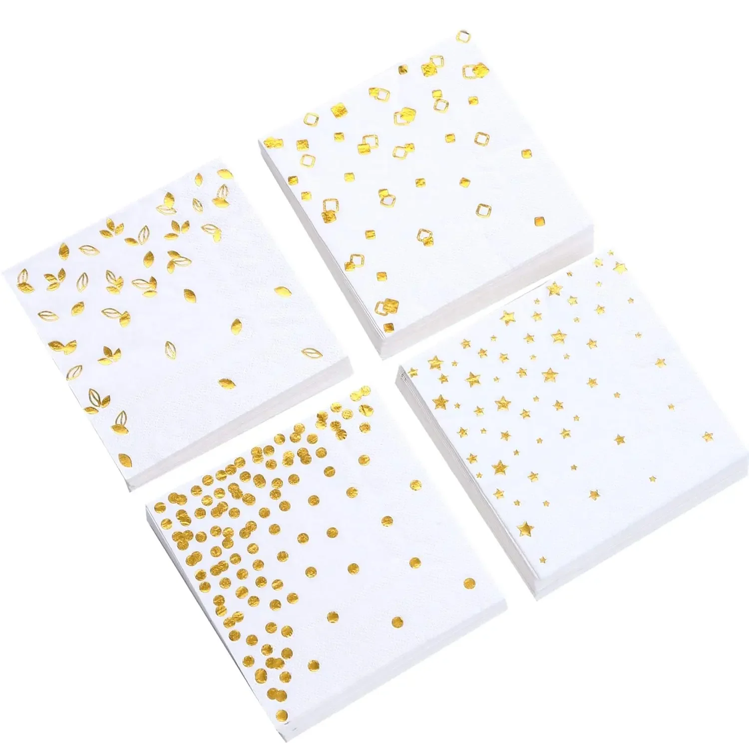 100pcs 3-Ply Cocktail Napkins Folded 5 x 5 Inches Disposable birthday event Party Napkins Paper Dinner for Wedding