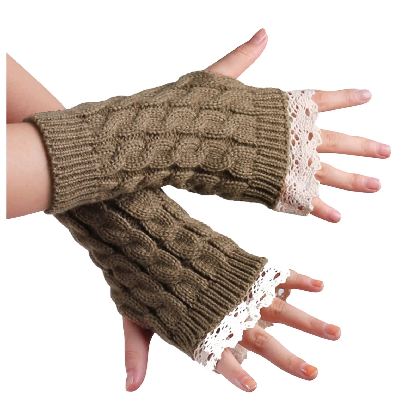 

Женские повседневные однотонные Вязаные кружевные рукавицы без пальцев полувязаные перчатки женские зимние перчатки теплые уличные Беговые лыжные