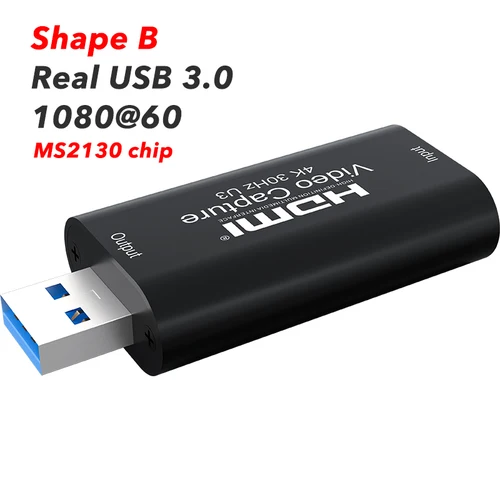 실제 USB 3.0 HDMI 호환 비디오 캡처 카드 게임 녹화 박스, PS4 PS5 스위치용 라이브 스트리밍, 4K 30HZ MS2130, 1080p 60fps 7