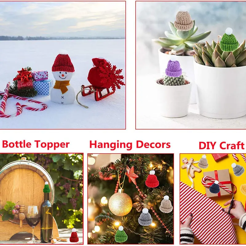 Mini Christmas Knit Hats 10/20Pcs Craft Knitting Hats Doll Craft Hat Christmas Tree Ornaments for DIY Crafts Accessories craft supplies doll handmade accessories diy knitting kit