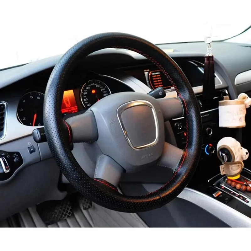 Copri Volante Auto In Pelle Microfibra 36.8-38.1 Cm – Antiscivolo, Traspirante E Universale Per Una Guida Sicura E Comoda (Nero)