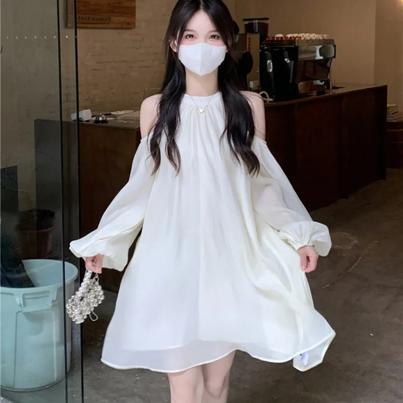 

Модная женская одежда 2023, платья с оборками, женское платье с открытыми плечами, летняя одежда, свободная повседневная трапециевидная пляжная одежда