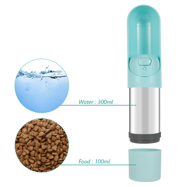 Portable Pet Dog Water Bottle 300ml Drinking Bowl for Small Large Dogs Feeding Water Dispenser Cat Dogs Outdoor Bottles Green Without Filter