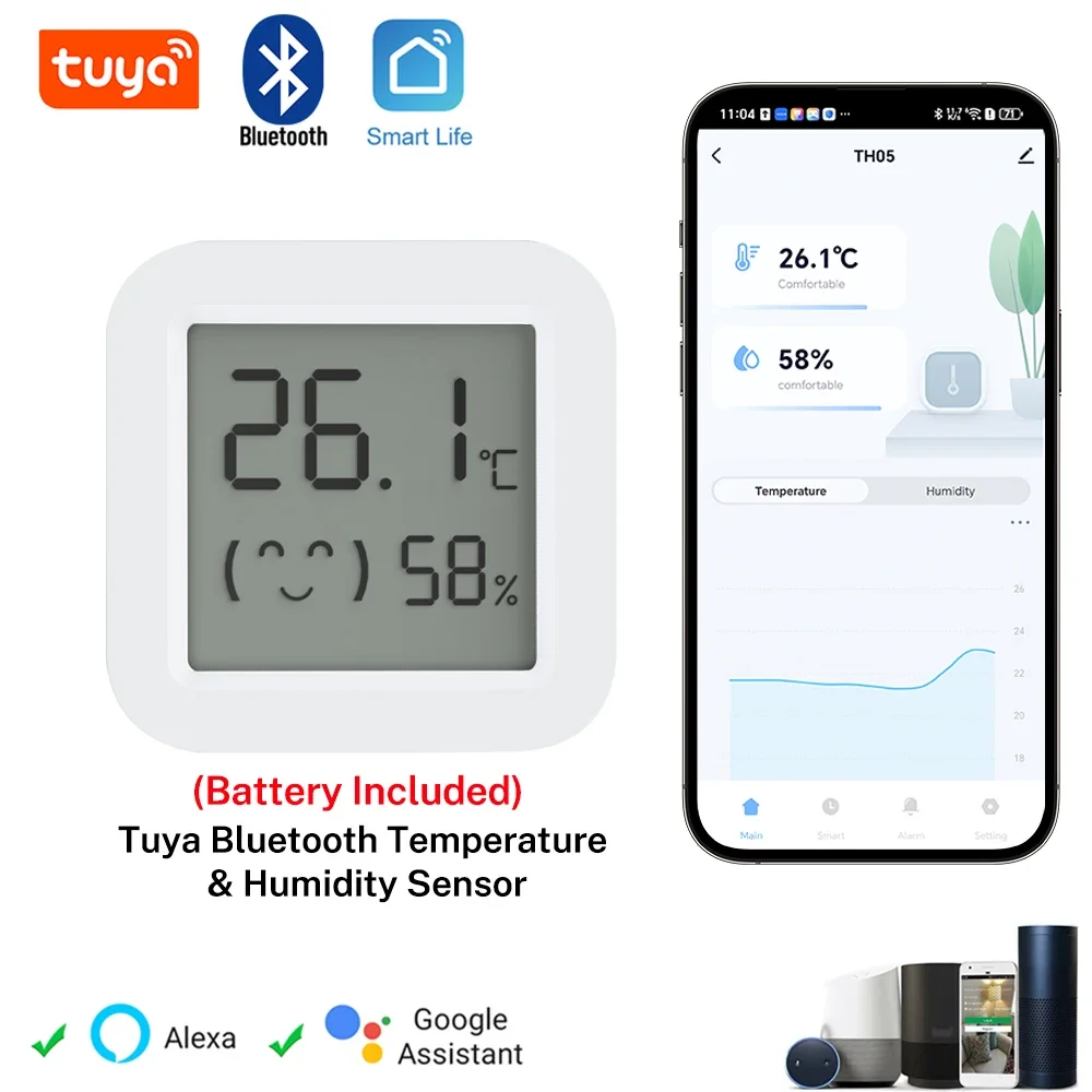 Tuya bluetooth-compatible Temperature Humidity Sensor LCD Thermometer Mini Smart Electric Hygrometer APP Remote Control Home