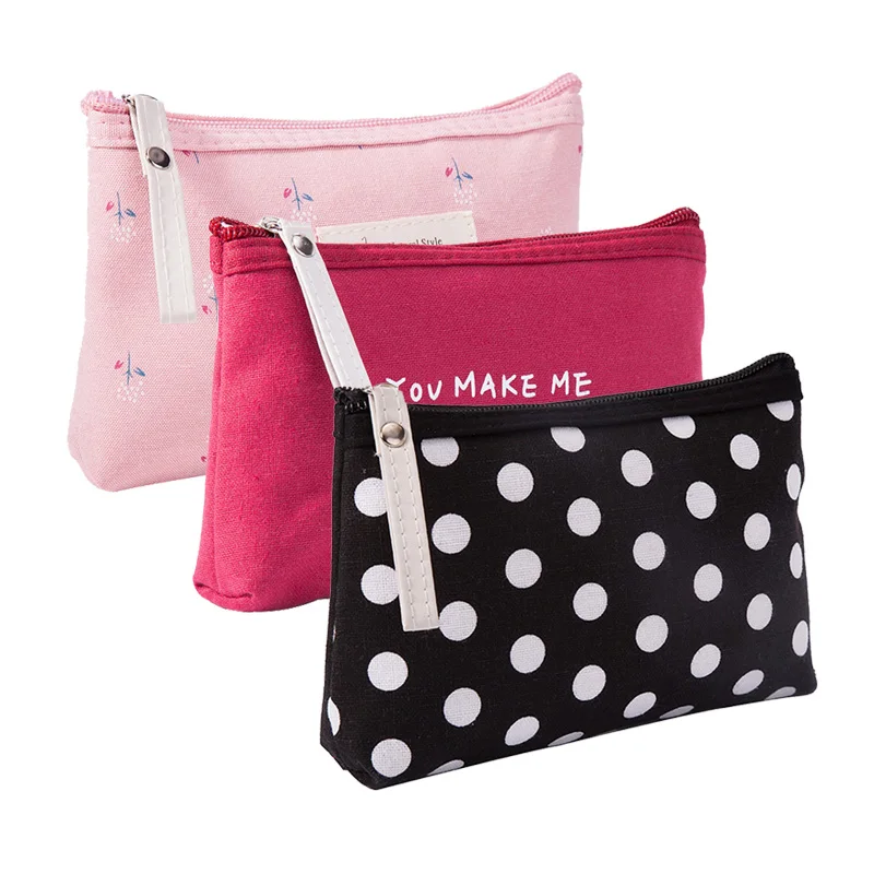Zachte canvas tas met stippenprint voor dames, schattige organizer voor cosmetica en toiletartikelen, draagbare make-uptas, reistas._voghion.com
