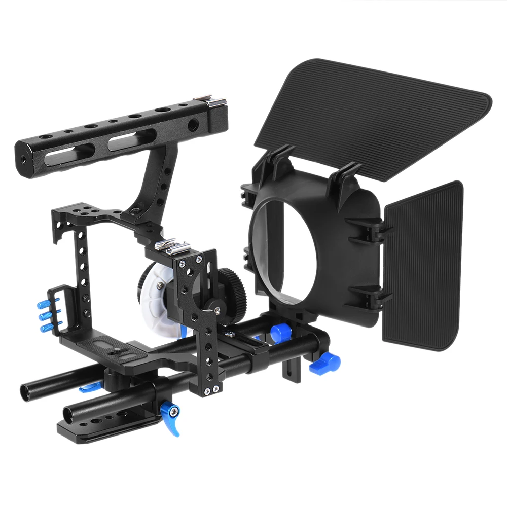 Description Picture 4 of itemC500 Aluminum Alloy Camera Camcorder Video Cage Rig Kit Film Making System w/ Matte Box + Follow Focus + Handle + 15mm Ro