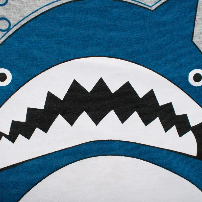 T-shirt à manches courtes imprimé requin pour garçon, vêtement en coton pour enfant, été, livraison directe