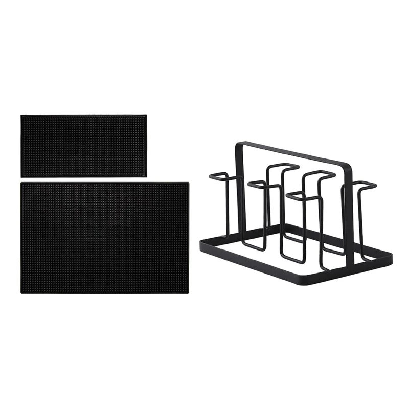 

Барный коврик для барной стойки, коврик для барной стойки, 6 стеклянных чашек, подставка для сушки, полка для кухонных чашек для воды