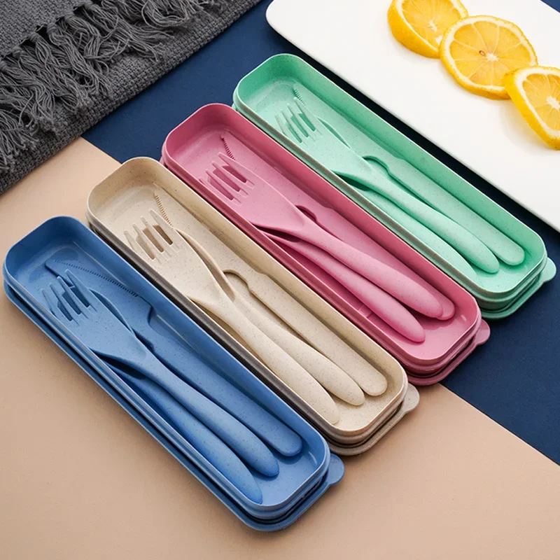 travel　set　cutlery　canteen　spoon　box　and　knife,　AliExpress　portable　set　fork　plastic　student　three-piece　Creative　portable