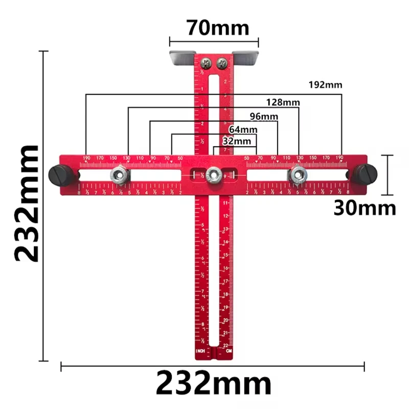 Metric/Inch Handle Template Jig Drill Guide Cabinet Handle Knob Locator PunchTool Drawer Installation Positioning Ruler