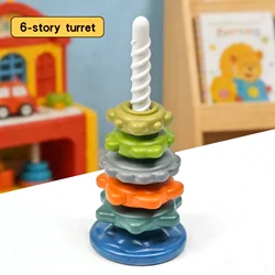 Rainbow Rotating Tower: Educational Color Recognition Toy (6 - story turret)