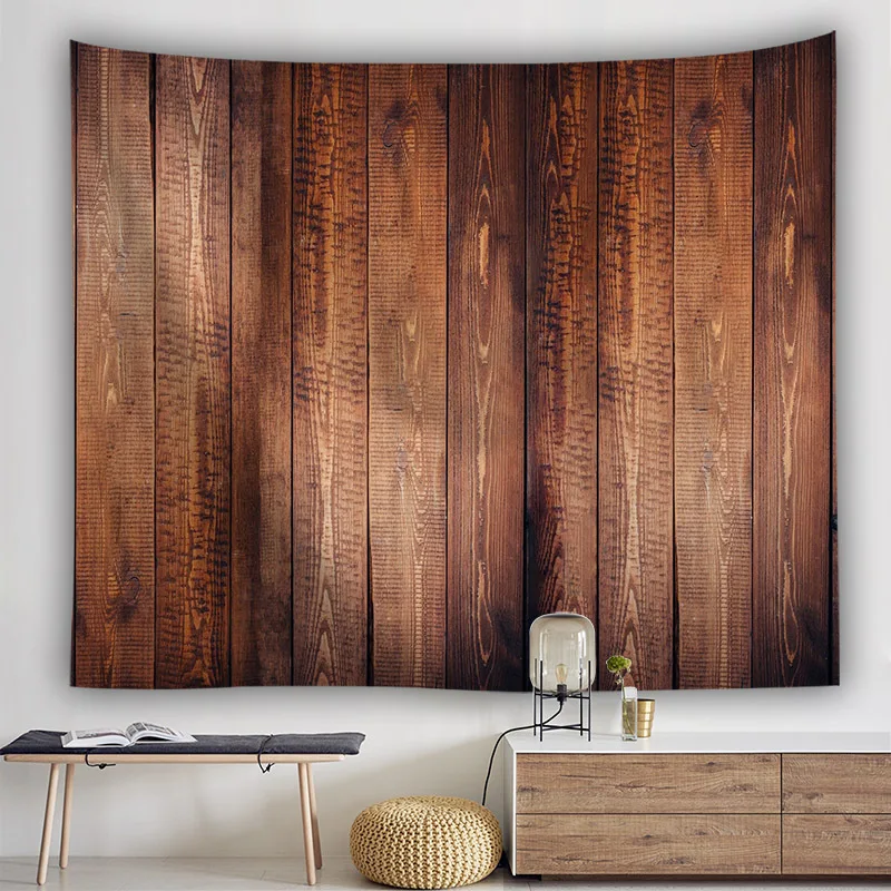 Wooden board tapestry stone wall wooden board background wall hanging cloth living room bedroom room home decoration